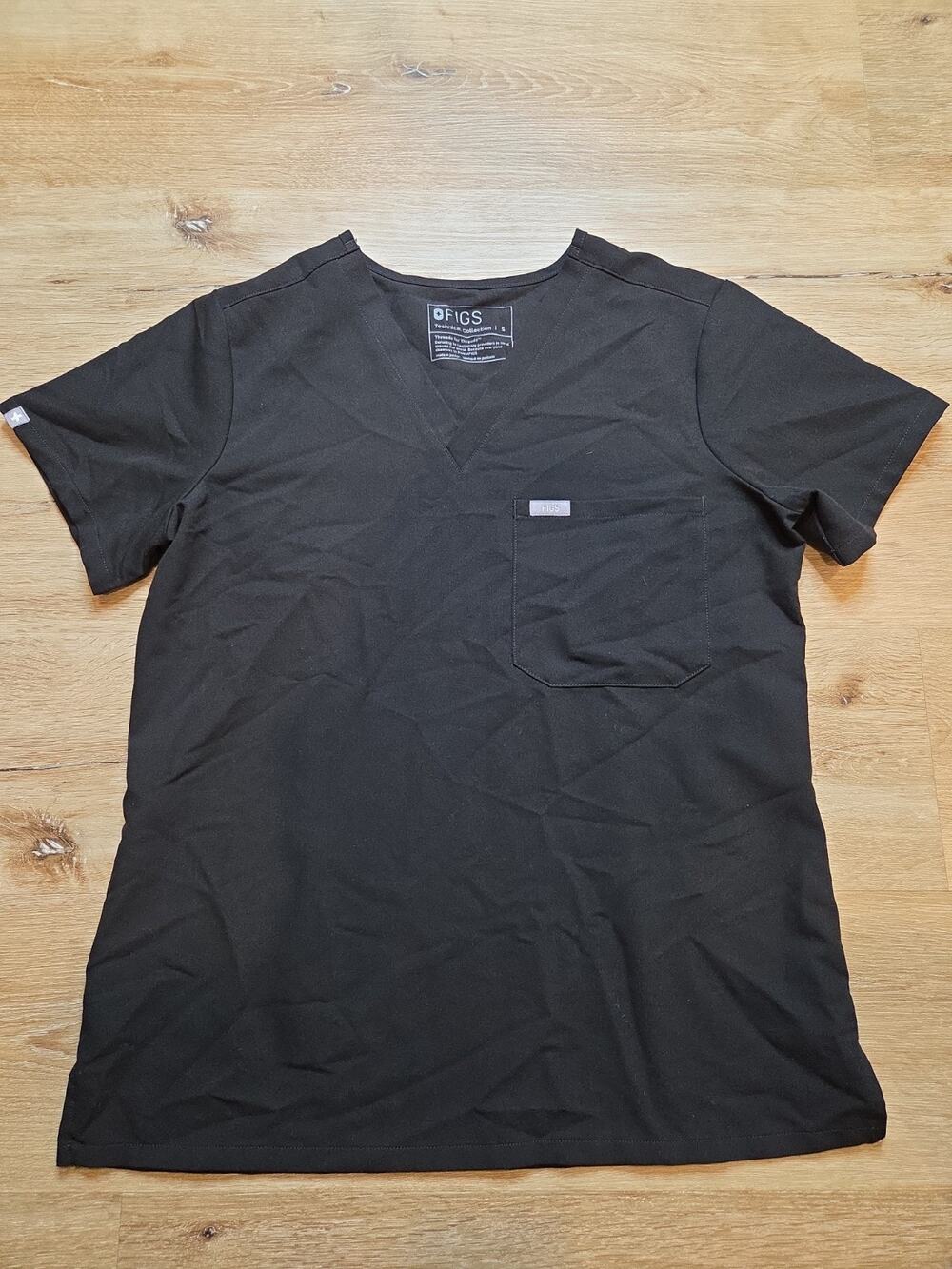 FIGS Technical Collection Black V-Neck Scrub Top Women’s Small S